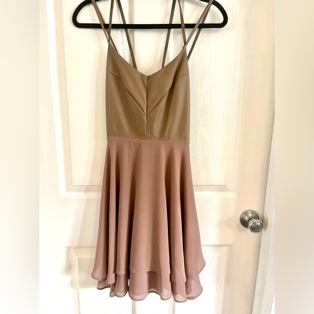 Nwt Double Zero Faux Leather & Chenille Mini Dress Dusty Rose Taupe Junior Large — image 6 of 8